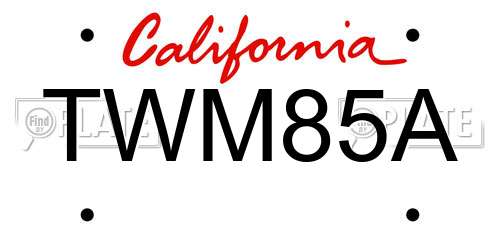 TWM85A California License Plate