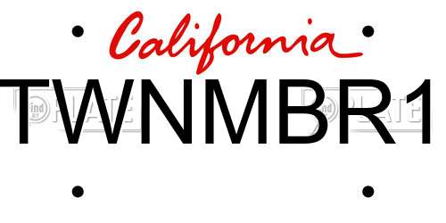 TWNMBR1 California License Plate