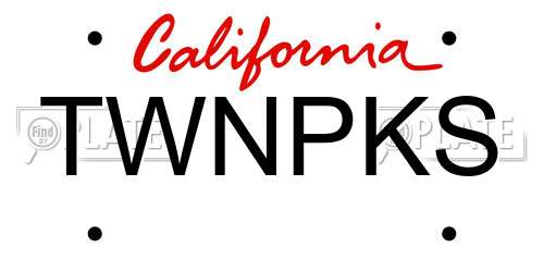 TWNPKS California License Plate