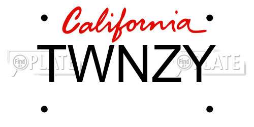 TWNZY California License Plate