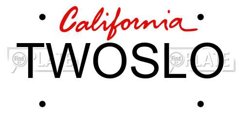TWOSLO California License Plate