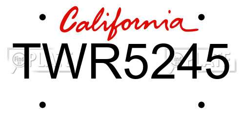TWR5245 California License Plate