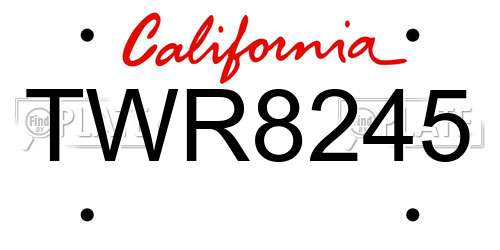 TWR8245 California License Plate