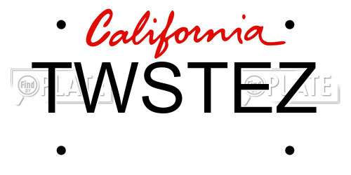 TWSTEZ California License Plate