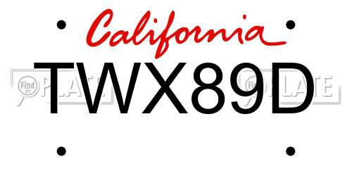 TWX89D California License Plate