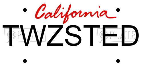 TWZSTED California License Plate