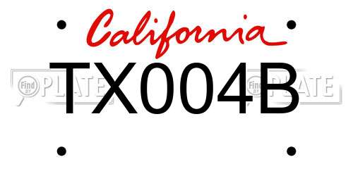 TX004B California License Plate