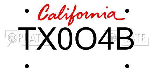 TX0O4B California License Plate