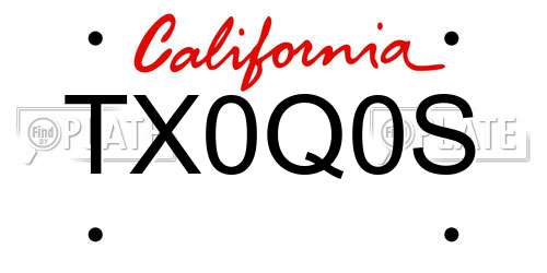 TX0Q0S California License Plate