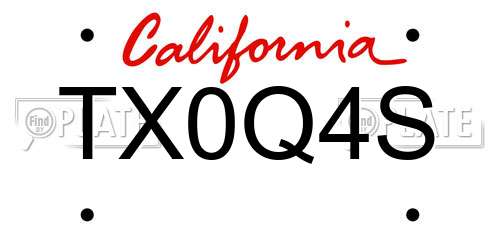 TX0Q4S California License Plate