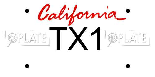 TX1 California License Plate
