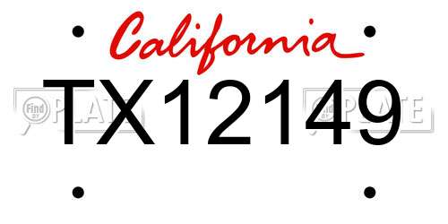 TX12149 California License Plate