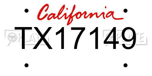 TX17149 California License Plate