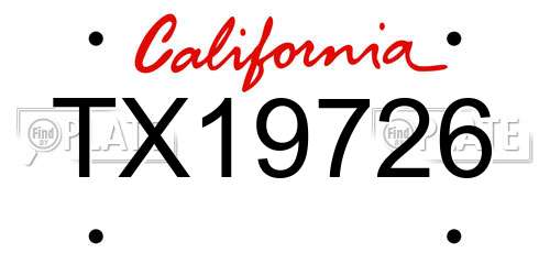 TX19726 California License Plate