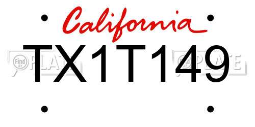 TX1T149 California License Plate