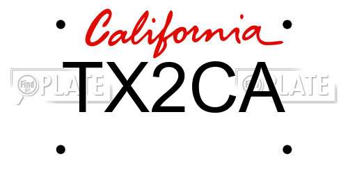 TX2CA California License Plate
