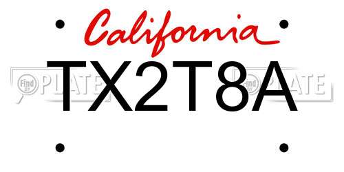 TX2T8A California License Plate