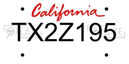 TX2Z195 California License Plate