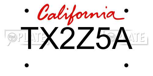 TX2Z5A California License Plate