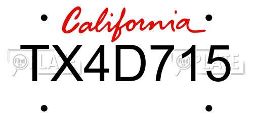 TX4D715 California License Plate