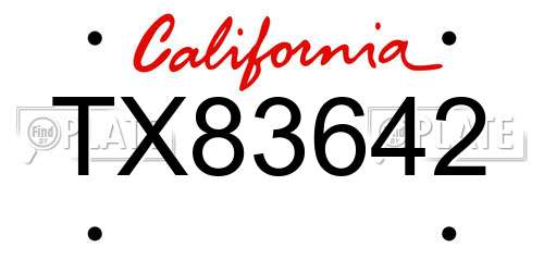 TX83642 California License Plate
