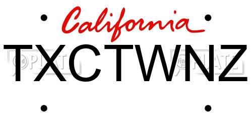 TXCTWNZ California License Plate