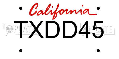 TXDD45 California License Plate