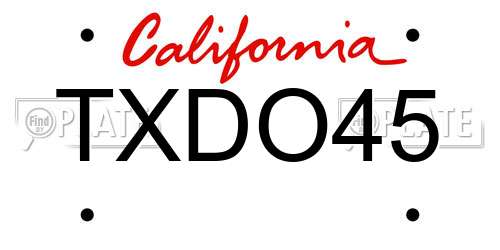 TXDO45 California License Plate