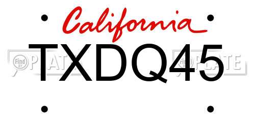 TXDQ45 California License Plate