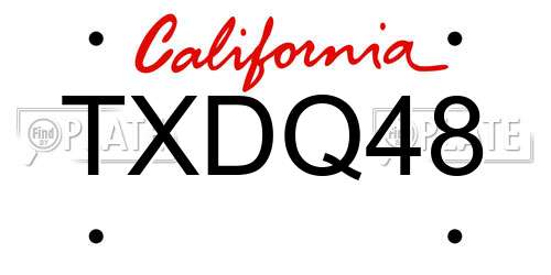 TXDQ48 California License Plate