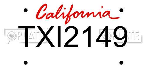 TXI2149 California License Plate