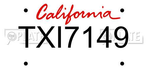 TXI7149 California License Plate