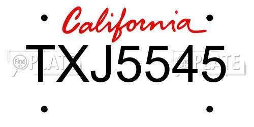 TXJ5545 California License Plate