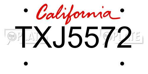 TXJ5572 California License Plate