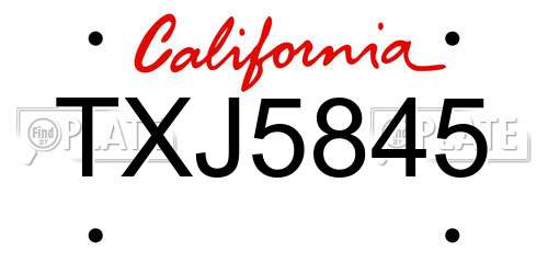 TXJ5845 California License Plate