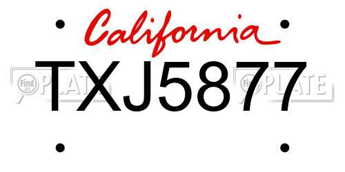 TXJ5877 California License Plate
