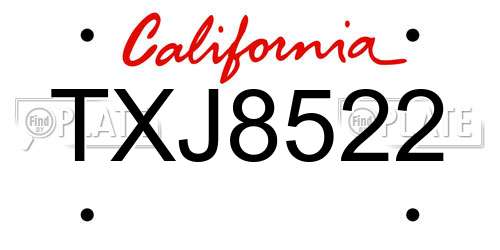 TXJ8522 California License Plate