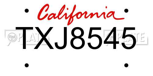 TXJ8545 California License Plate