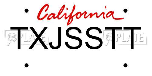 TXJSSTT California License Plate
