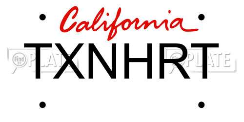 TXNHRT California License Plate
