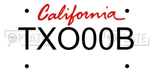 TXO00B California License Plate