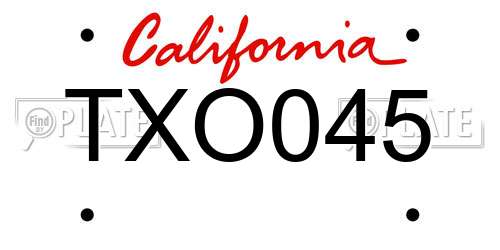TXO045 California License Plate