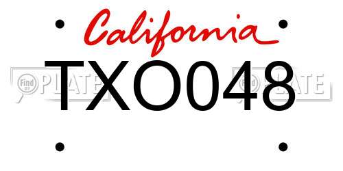 TXO048 California License Plate