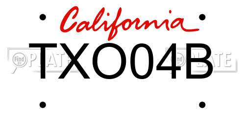 TXO04B California License Plate