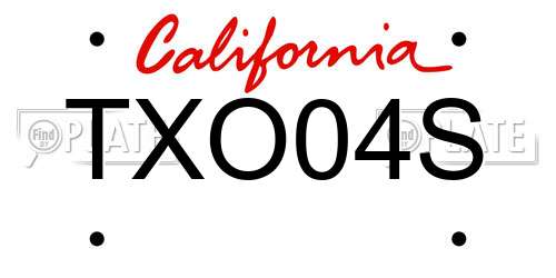 TXO04S California License Plate