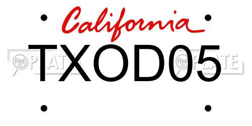 TXOD05 California License Plate