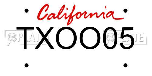 TXOO05 California License Plate