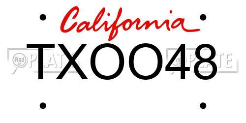 TXOO48 California License Plate