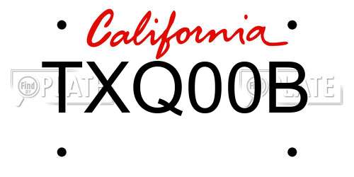 TXQ00B California License Plate