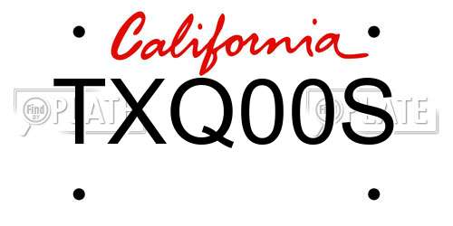TXQ00S California License Plate